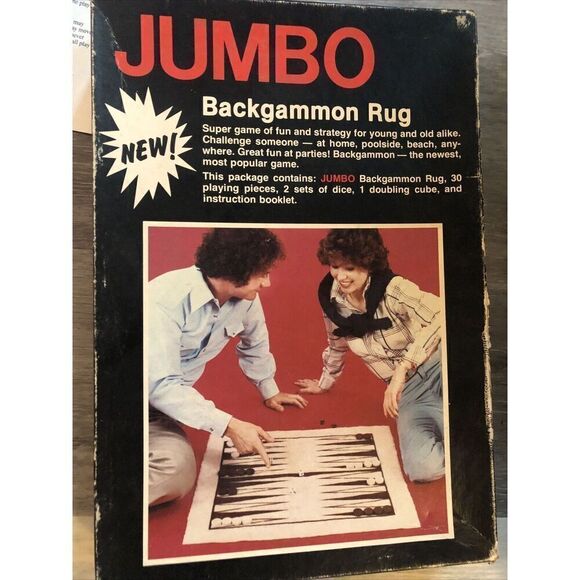 Vintage  Jumbo Backgammon Wool  Rug, Board Checkers,  Dice Doubling Cube - Picture 9 of 10